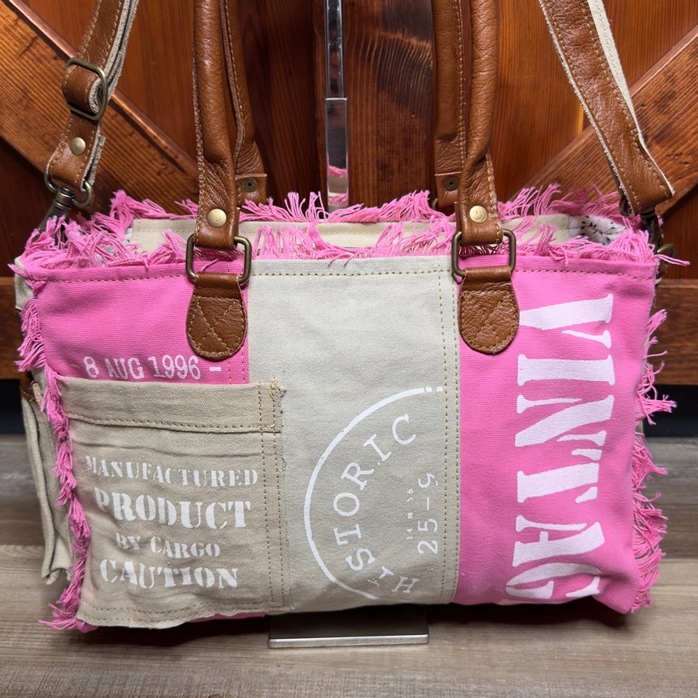 Myra Bag Queen Creek Upcycled Tote Shoulder Purse Canvas Bag Vintage Handbag - Picture 4 of 10